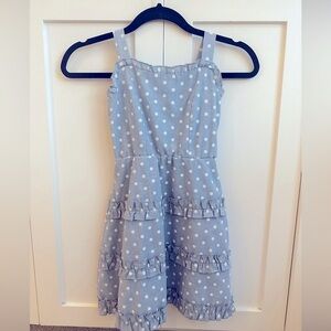 Francesca’s Mi Ami Girls Blue Sylvie Chambray Olga Dot Ruffled Mini Dress